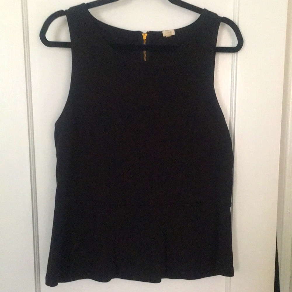 J.Crew Size L Black Peplum Tank Blouse